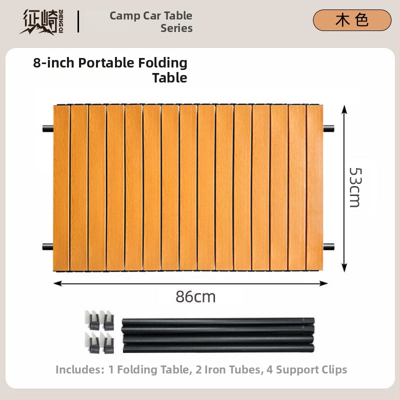 Összecsukható kemping étkezőasztal acélkerettel, tojás tekercs stílusú dizájn, kifinomult kemping stílus