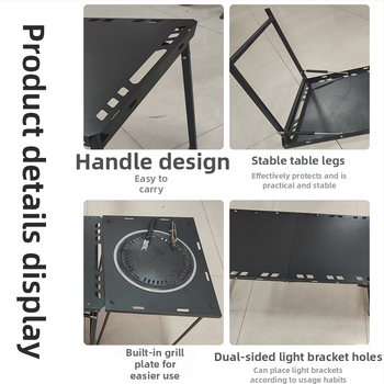 Vonku zložený stôl – uhlíková oceľ, skladacia konštrukcia, štýl: vonkajší, neformálny; kategória: skladacie stoly a stoličky