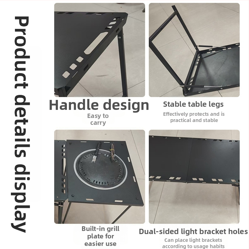 Vonku zložený stôl – uhlíková oceľ, skladacia konštrukcia, štýl: vonkajší, neformálny; kategória: skladacie stoly a stoličky