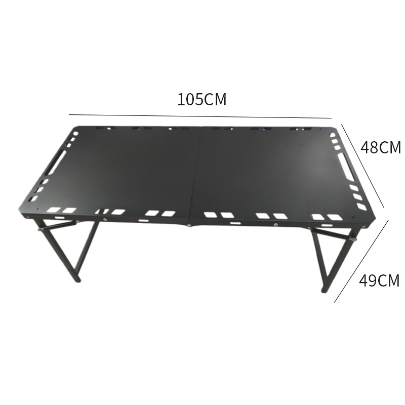 Kültéri összecsukható asztal – szénacél, összecsukható kialakítás, laza stílus; kategória: összecsukható asztalok és székek