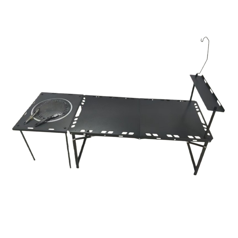 Kültéri összecsukható asztal – szénacél, összecsukható kialakítás, laza stílus; kategória: összecsukható asztalok és székek