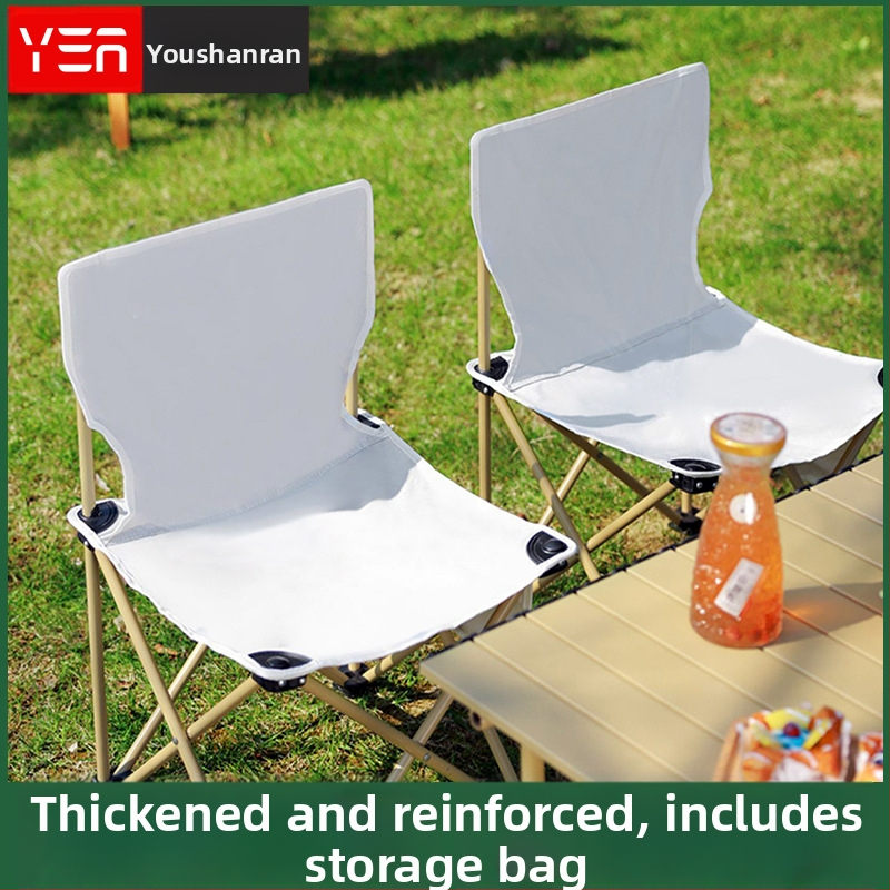YouShanRan Vonkajšia skladacia stolička — rám z karbónovej ocele, látka 600D Oxford, skladacia Mesiacová stolička na kemping