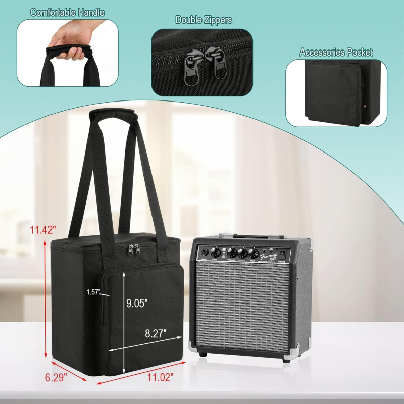 Geantă de umăr pentru difuzorul unei chitări electrice, design cubic, material poliester, portabilă pentru călătorii, stil modern minimalist