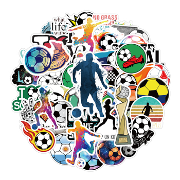 Set de autocolante cu temă fotbal mondial, 50 de autocolante impermeabile pentru bagaje, laptop, notebook și chitară