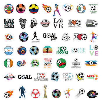 Set de autocolante cu temă fotbal mondial, 50 de autocolante impermeabile pentru bagaje, laptop, notebook și chitară