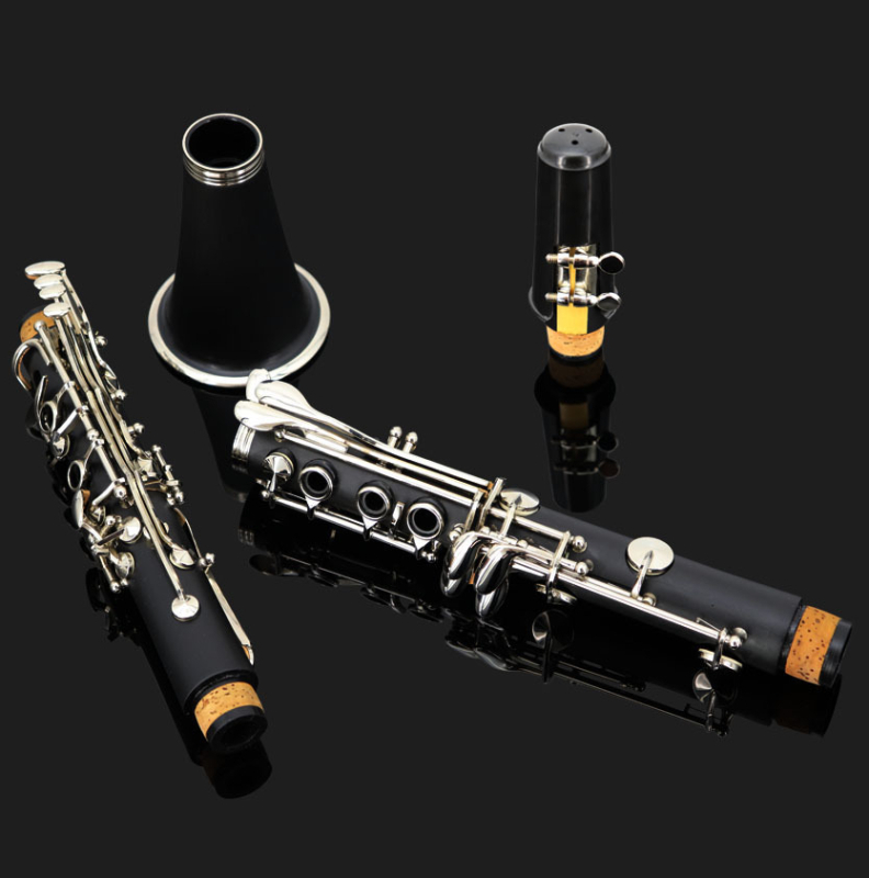 Clarinet cu corp Bakelite, finisaj nichelat, tonalitate Drop-B, pentru începători