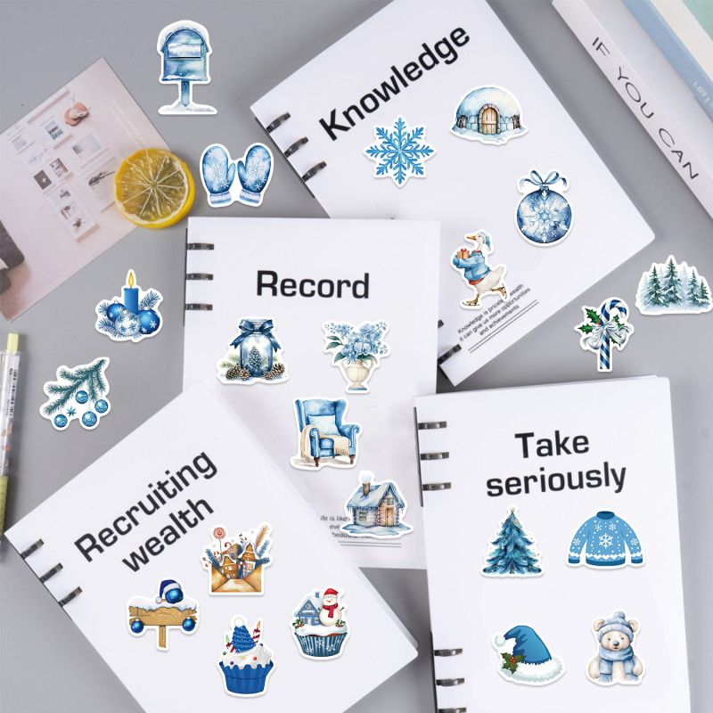 Abțibilduri pentru chitară, carnet și bagaje — 50 abțibilduri graffiti de iarnă, impermeabile (Brand Shi le; Lipire: Da; IP autorizat: Nu; Stil: Drăguț; Confecție: Tipărire)