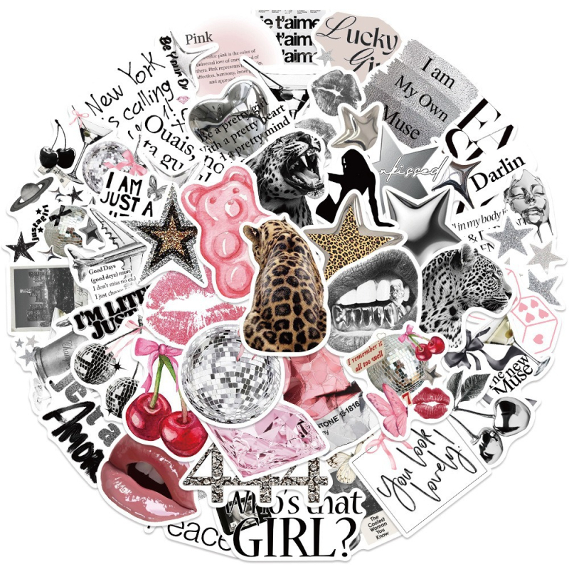 Set de autocolante 50 buc, PVC autoadeziv, stil cartoon, imprimare, graffiti DIY