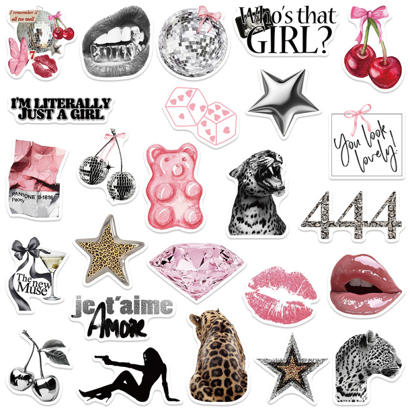 Set de autocolante 50 buc, PVC autoadeziv, stil cartoon, imprimare, graffiti DIY