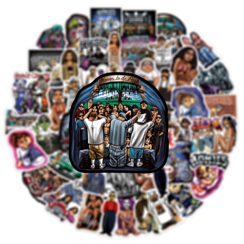 Autocolante graffiti Homies pentru mașină și bagaje – impermeabile, autocolante PVC, 100 bucăți, imprimat, fără logo