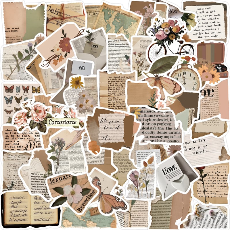 Set autocolante pentru DIY: 50 bucăți, impermeabile, autoadezive, stil Nordic, motive graffiti cu fragmente retro pentru decorarea chitarelor și bagajelor