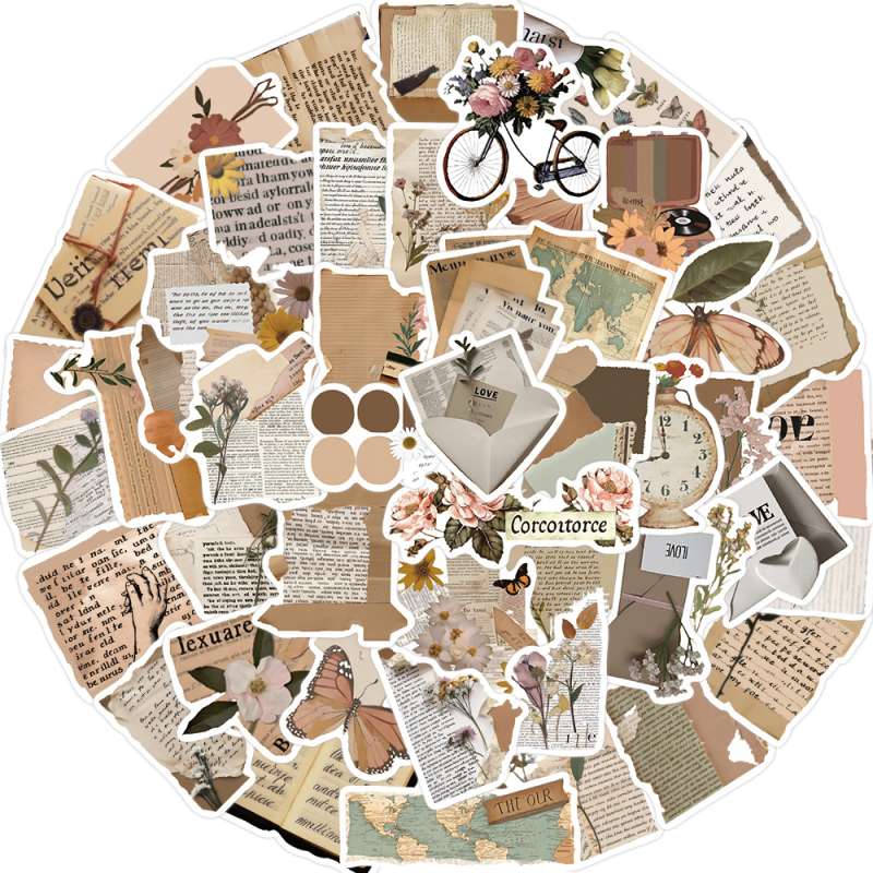 Set autocolante pentru DIY: 50 bucăți, impermeabile, autoadezive, stil Nordic, motive graffiti cu fragmente retro pentru decorarea chitarelor și bagajelor