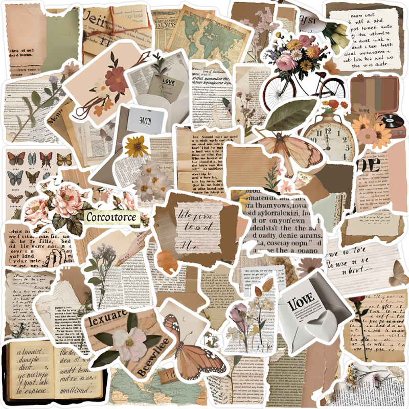 Set autocolante pentru DIY: 50 bucăți, impermeabile, autoadezive, stil Nordic, motive graffiti cu fragmente retro pentru decorarea chitarelor și bagajelor