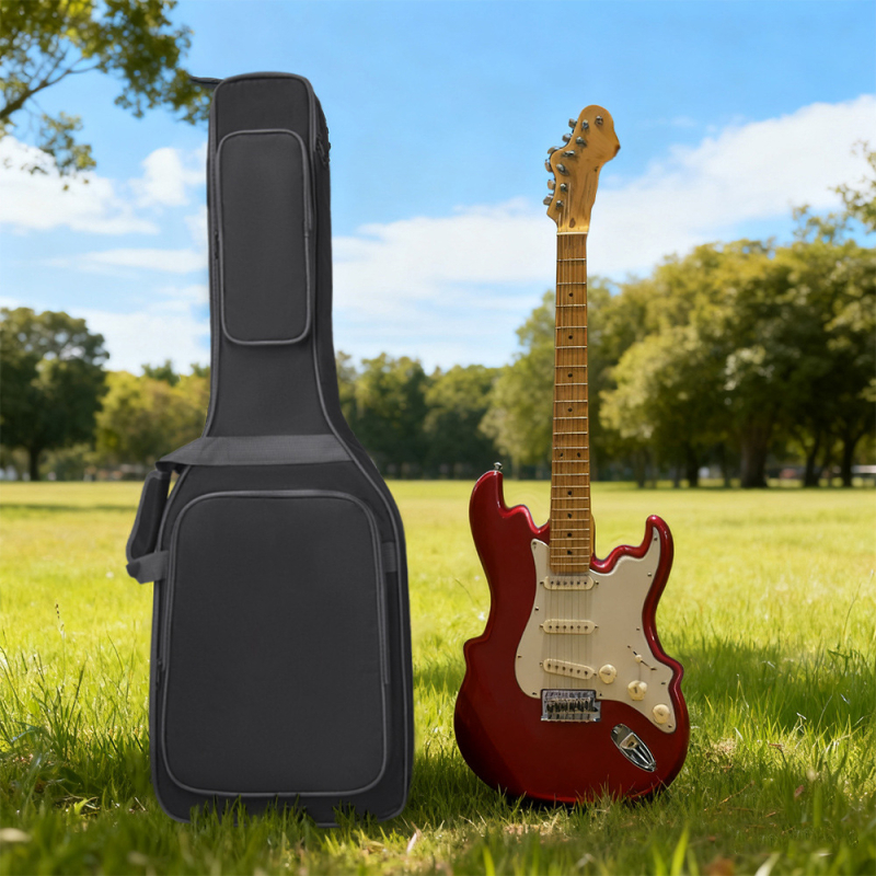 Geantă pentru copii pentru chitară electrică, material Oxford, interior rezistent la șocuri, curea de umăr curbată, buzunar pentru ID, unisex, pregătită pentru etichetare privată