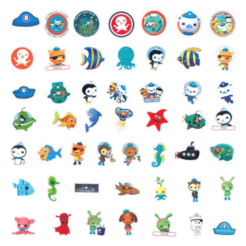 Set de autocolante Octonauts, 50 buc., personalizabil cu logo imprimat, pentru bagaje, laptopuri și chitare