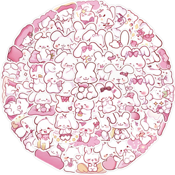 Set de autocolante (50 de foi): brand Pick-up, graffiti cu iepuri desenați, autoadezive, stil drăguț, imprimare