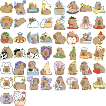 50 de autocolante grafice cu capybara graffiti – impermeabile, imprimate, pentru decor DIY la chitară, caiet și bagaj