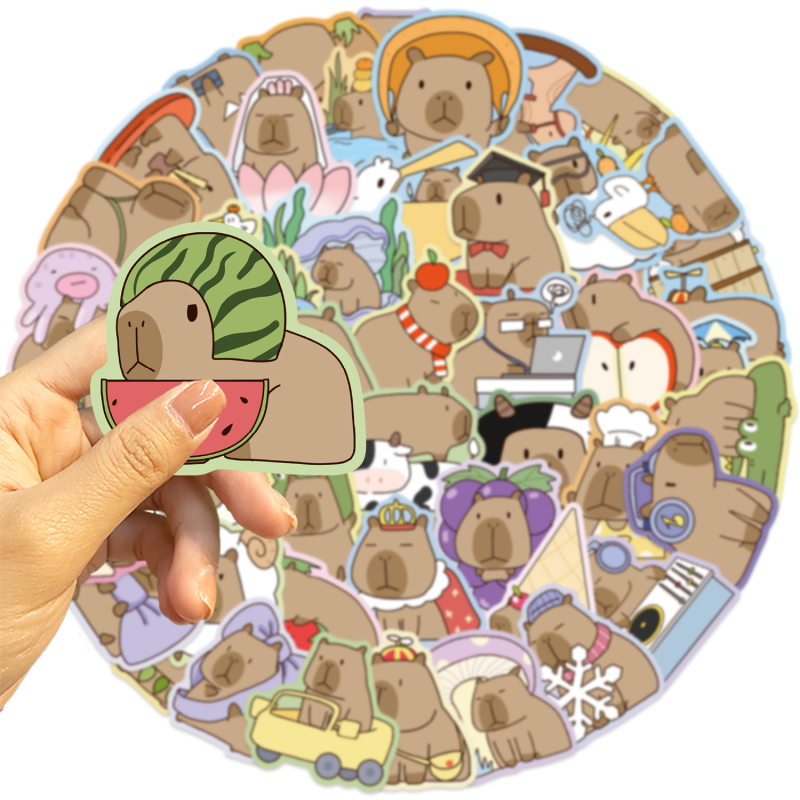 50 de autocolante grafice cu capybara graffiti – impermeabile, imprimate, pentru decor DIY la chitară, caiet și bagaj