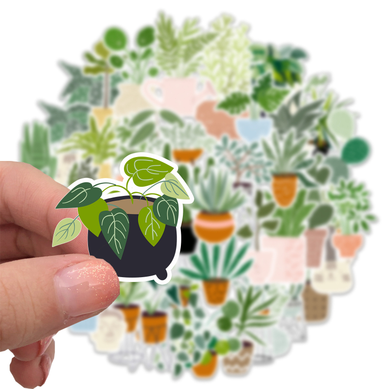 Set de 44 autocolante graffiti cu ghivece de plante, adeziv, impermeabil, tipărite — stil Nordic