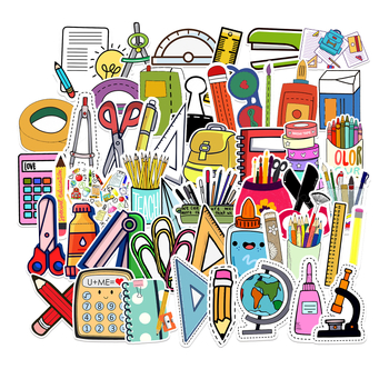 Set naljepnica s crtanim likovima, 50 listova, DIY dekorativne naljepnice za ured, PVC ljepilo, prilagodba, offset tisak, logo uključeno, IP dozvole: nema