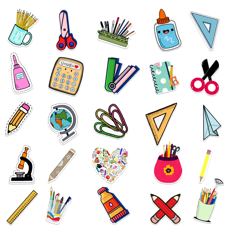 Set naljepnica s crtanim likovima, 50 listova, DIY dekorativne naljepnice za ured, PVC ljepilo, prilagodba, offset tisak, logo uključeno, IP dozvole: nema