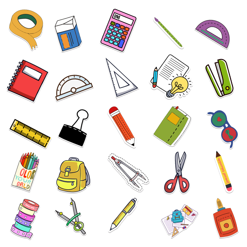 Set naljepnica s crtanim likovima, 50 listova, DIY dekorativne naljepnice za ured, PVC ljepilo, prilagodba, offset tisak, logo uključeno, IP dozvole: nema