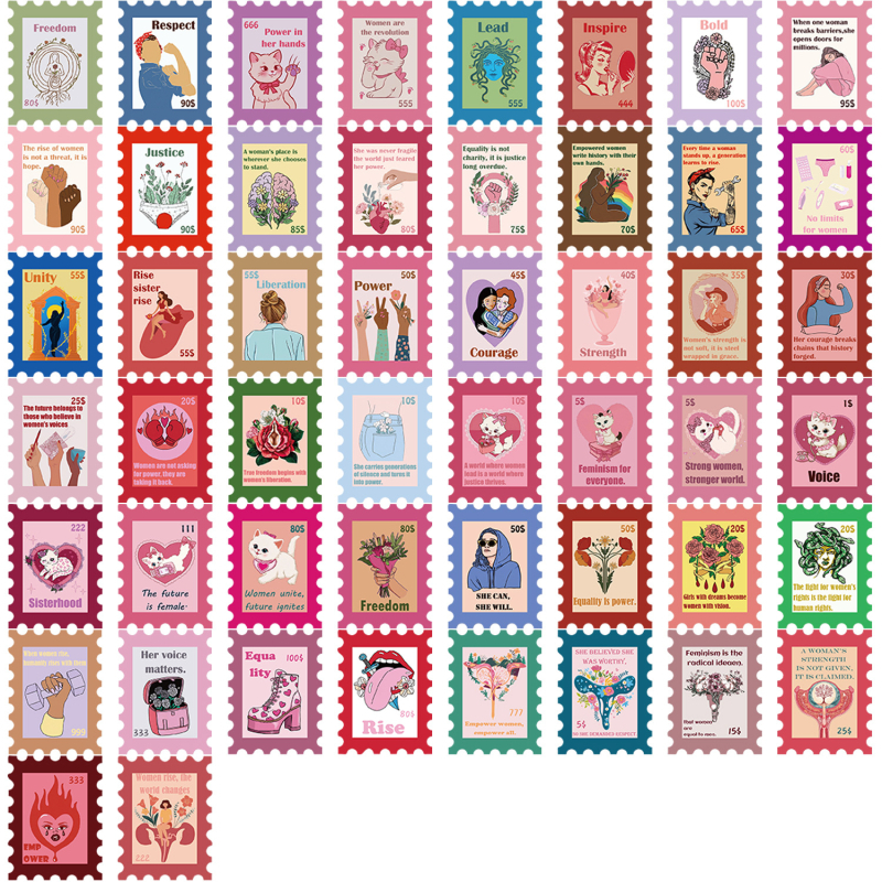 Naljepnice – Crtani feministički grafiti, tiskane, ljepljive za gitaru, bilježnicu i prtljagu