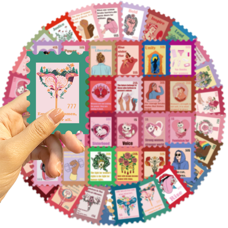 Naljepnice – Crtani feministički grafiti, tiskane, ljepljive za gitaru, bilježnicu i prtljagu