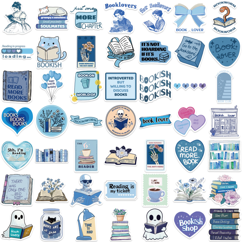 Naljepnice za gitaru, bilježnicu i prtljagu – 50 karikatura Bookish graffiti naljepnica, vodootporne, samoljepljive, za DIY