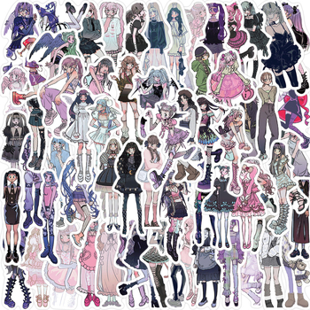 Naljepnice Pick-up, 63 listova, moderni graffiti dizajn s Domi djevojkom, za gitaru, bilježnice i prtljagu; skandinavski stil, tisak