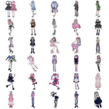 Naljepnice Pick-up, 63 listova, moderni graffiti dizajn s Domi djevojkom, za gitaru, bilježnice i prtljagu; skandinavski stil, tisak