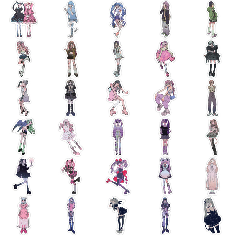 Naljepnice Pick-up, 63 listova, moderni graffiti dizajn s Domi djevojkom, za gitaru, bilježnice i prtljagu; skandinavski stil, tisak