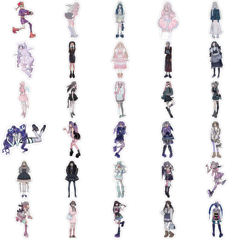 Naljepnice Pick-up, 63 listova, moderni graffiti dizajn s Domi djevojkom, za gitaru, bilježnice i prtljagu; skandinavski stil, tisak