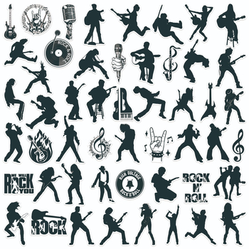 Set naljepnica za prtljagu i gitare, 50 listova, grafiti rock benda, vodootporan PVC, puni izrez, crtani stil