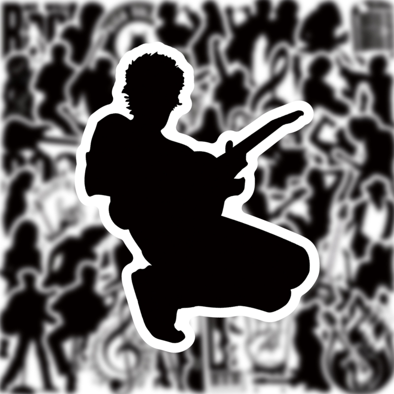 Set naljepnica za prtljagu i gitare, 50 listova, grafiti rock benda, vodootporan PVC, puni izrez, crtani stil