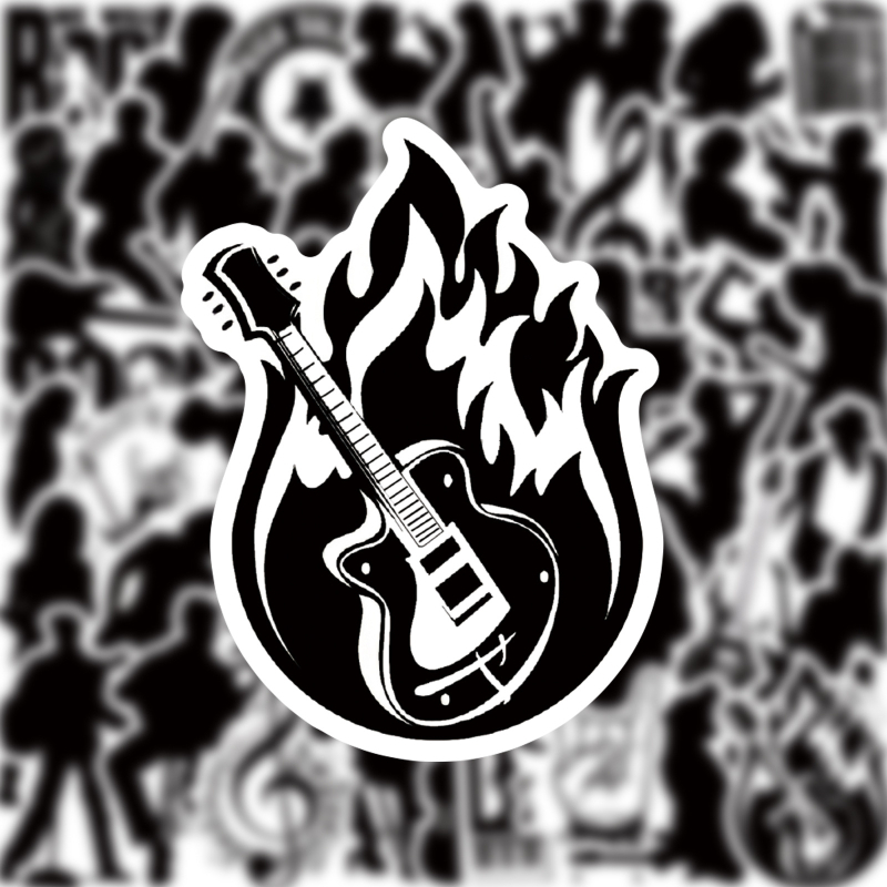 Set naljepnica za prtljagu i gitare, 50 listova, grafiti rock benda, vodootporan PVC, puni izrez, crtani stil