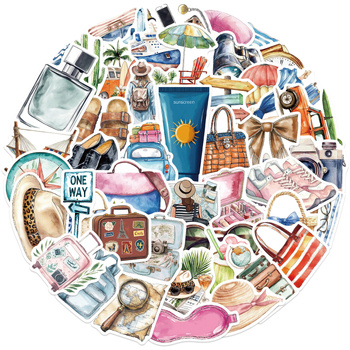 Set naljepnica: akvarelne karikature putovanja graffiti, vodootporne i tiskane, za gitaru, bilježnicu i prtljagu