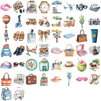 Set naljepnica: akvarelne karikature putovanja graffiti, vodootporne i tiskane, za gitaru, bilježnicu i prtljagu