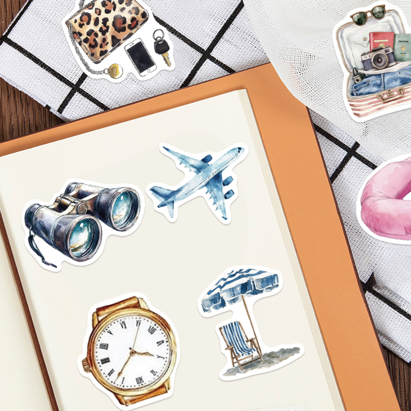 Set naljepnica: akvarelne karikature putovanja graffiti, vodootporne i tiskane, za gitaru, bilježnicu i prtljagu