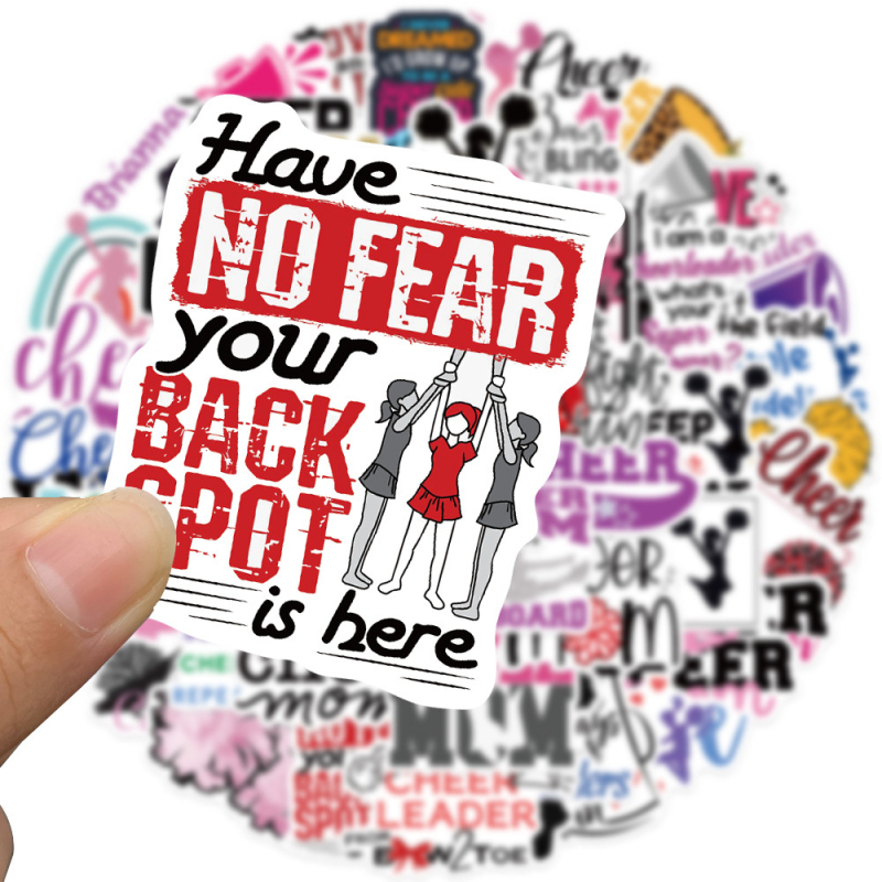 Set od 50 graffiti naljepnica u stilu cheerleading, s jakim ljepilom, za glatke površine, tisk u 4 boje