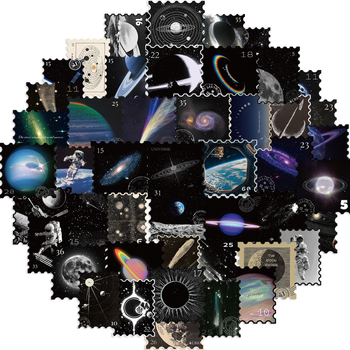 50 komada grafičkih naljepnica s temom tajanstvenog svemira i života za gitaru, bilježnicu i kovčeg — DIY vodootporne tiskane naljepnice