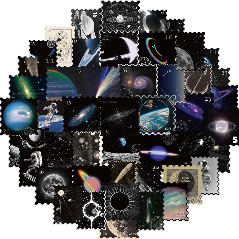 50 komada grafičkih naljepnica s temom tajanstvenog svemira i života za gitaru, bilježnicu i kovčeg — DIY vodootporne tiskane naljepnice