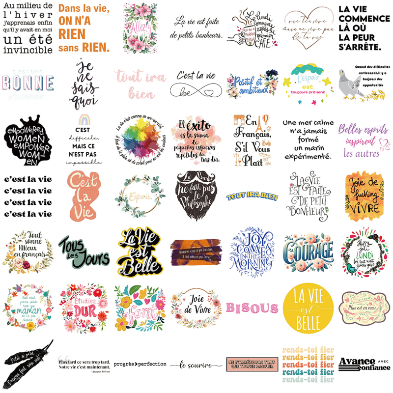 Set naljepnica za prtljagu i gitaru, 50 crtić inspirativnih graffiti naljepnica, vodootporne, DIY dekoracija