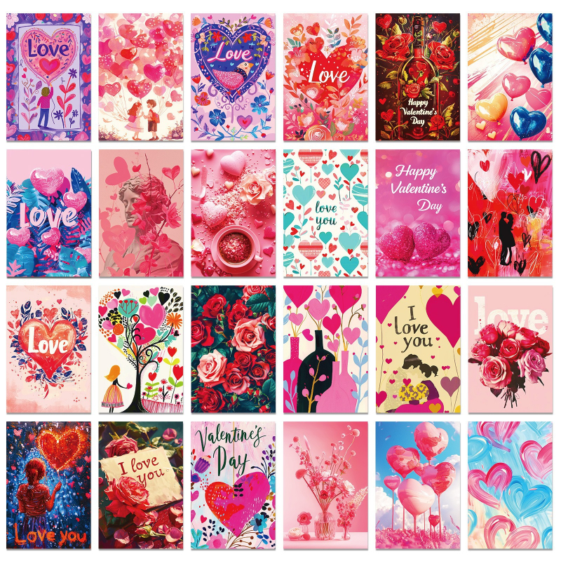 Valentinovo graffiti naljepnice – 50 komada za telefone, prijenosna računala, bilježnice, skejtbordove, hladnjake, kufere, električna vozila i gitare • sladak stil • tiskano