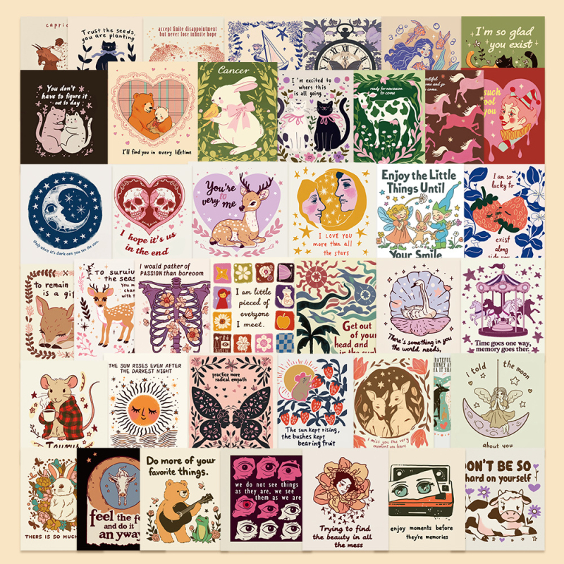 Set naljepnica: 50 vodootpornih naljepnica, tiskano od Chen shuo, u slatkom stilu, za bilježnice, kovčege i gitare.