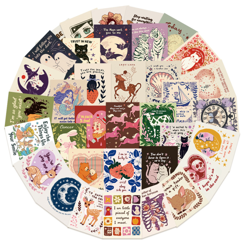 Set naljepnica: 50 vodootpornih naljepnica, tiskano od Chen shuo, u slatkom stilu, za bilježnice, kovčege i gitare.