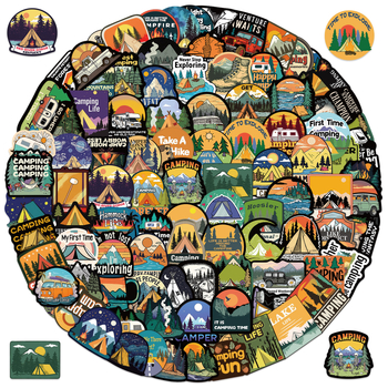 Dekorativne naljepnice: 100 retro karikatura u kamping stilu za gitare, bilježnice i koferе (Brand: Yihe; Samoljepljive: Da; Stil: Slatko; Ispis)