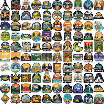 Dekorativne naljepnice: 100 retro karikatura u kamping stilu za gitare, bilježnice i koferе (Brand: Yihe; Samoljepljive: Da; Stil: Slatko; Ispis)