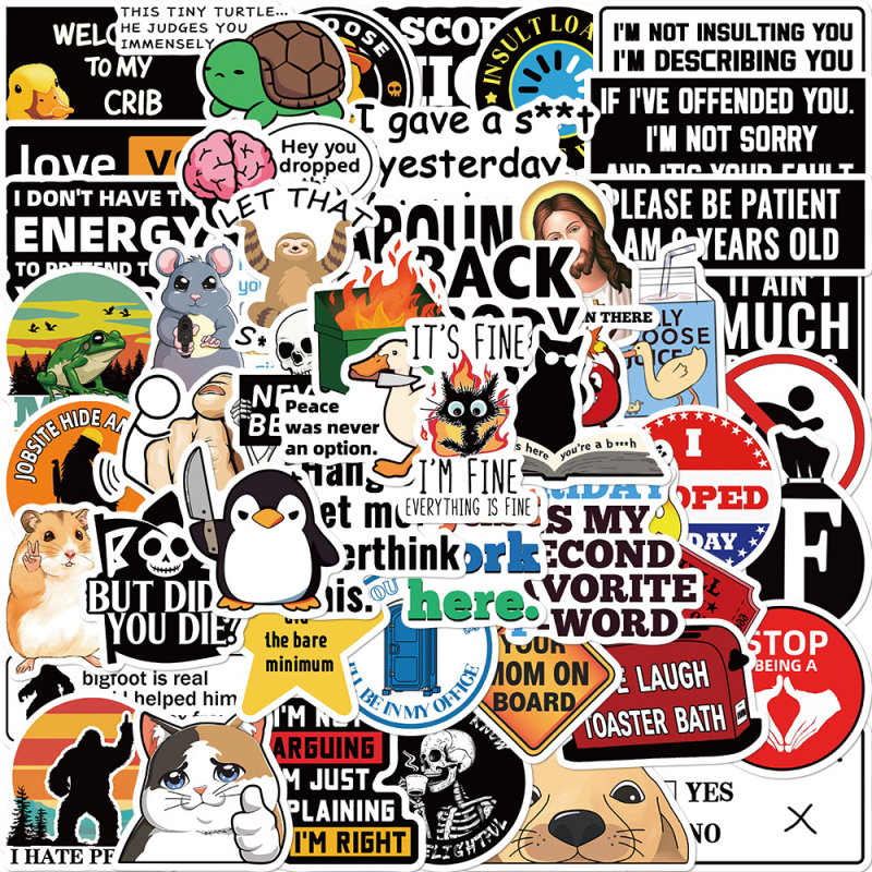 Lanxihaibao set od 50 karikaturnih graffiti naljepnica za gitaru, bilježnicu i prtljagu – sladak stil, vodootporne, tiskane