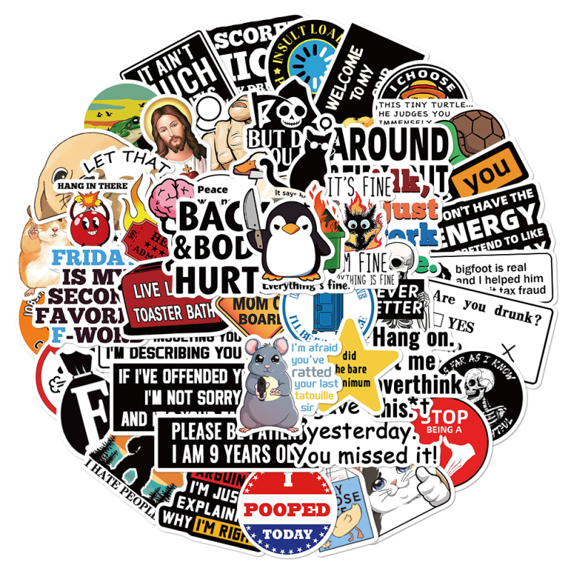 Lanxihaibao set od 50 karikaturnih graffiti naljepnica za gitaru, bilježnicu i prtljagu – sladak stil, vodootporne, tiskane
